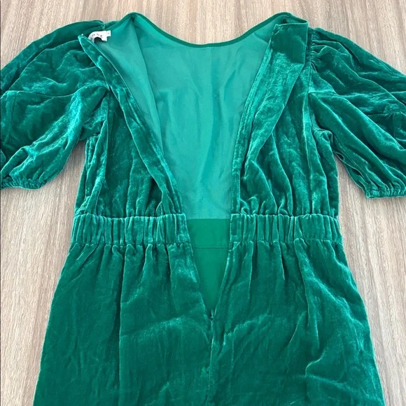 RHODE Green Puff Short Sleeve Pia Velvet Mini Dress Size 6